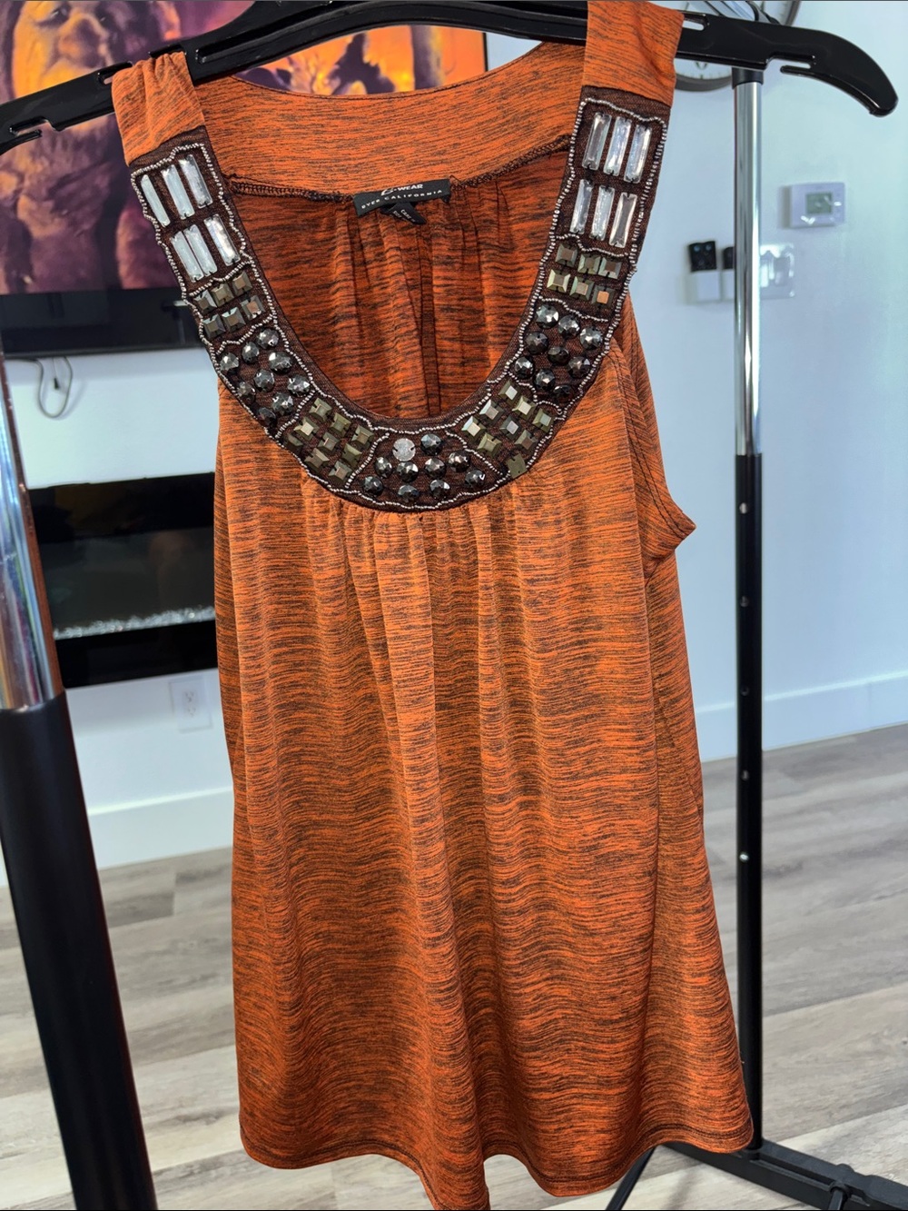 Bwear Orange Beaded Neck Tank Top